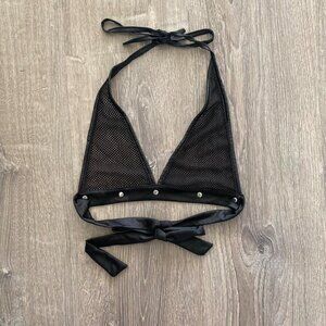 rhinestone studded mesh bikini top